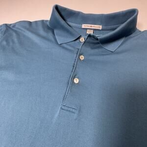 Peter Millar Polo Shirt XL Solid Blue 100% Cotton Casual Classic Knit Golf Prep